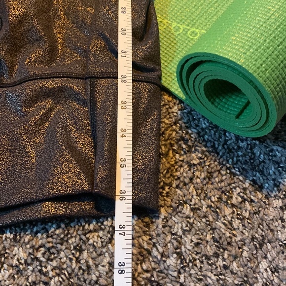 Workout Set: Black Lululemon Top and Metallic Lululemon Leggings - Picture 4 of 7